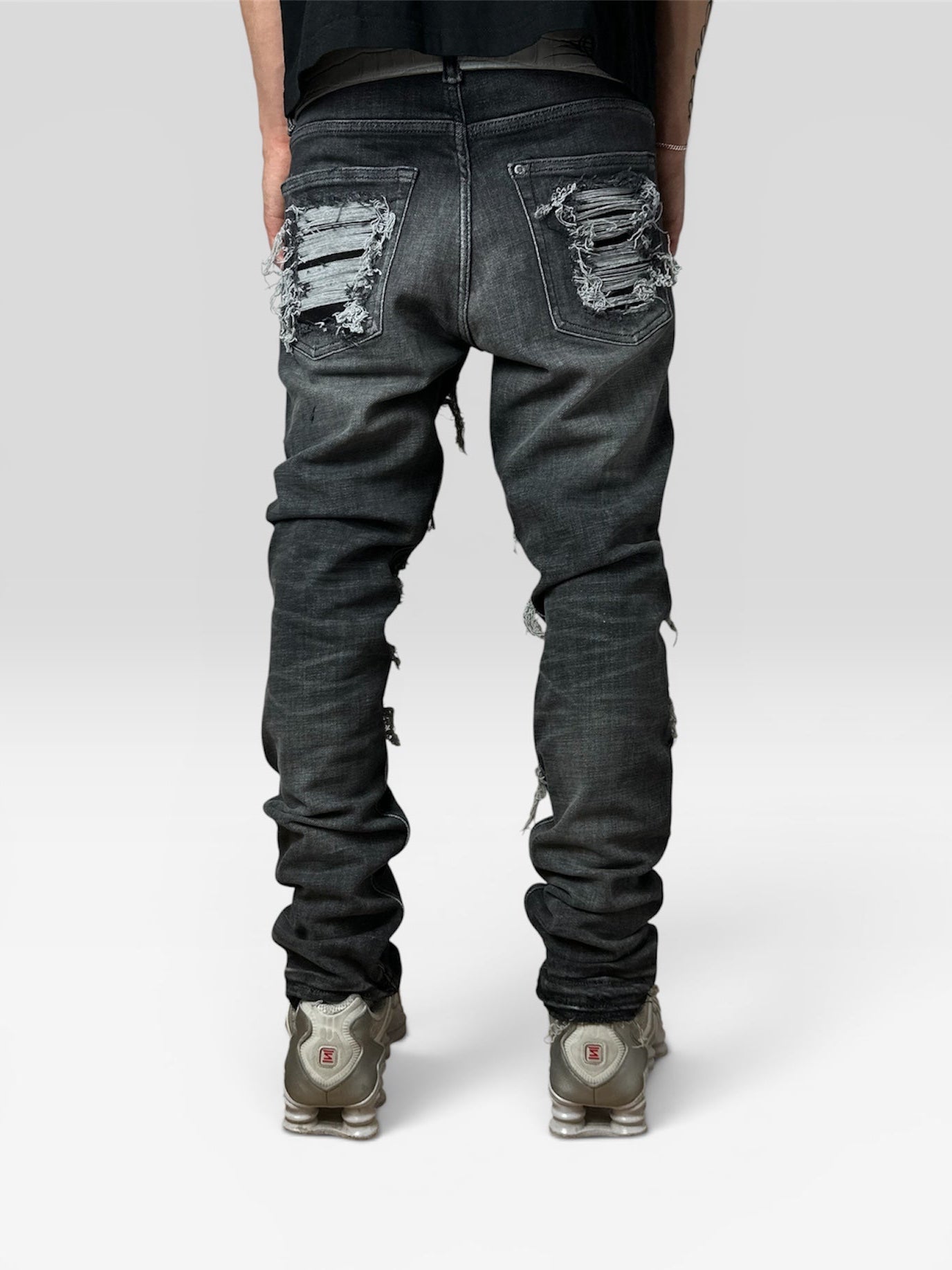 1of1 distressed grey wash jeans
