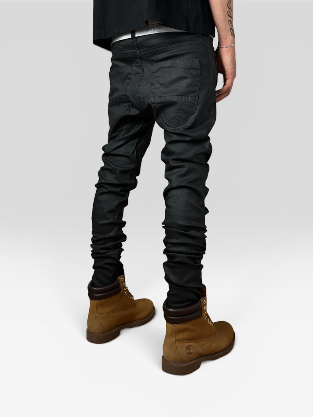 1of1 waxed slim black jeans