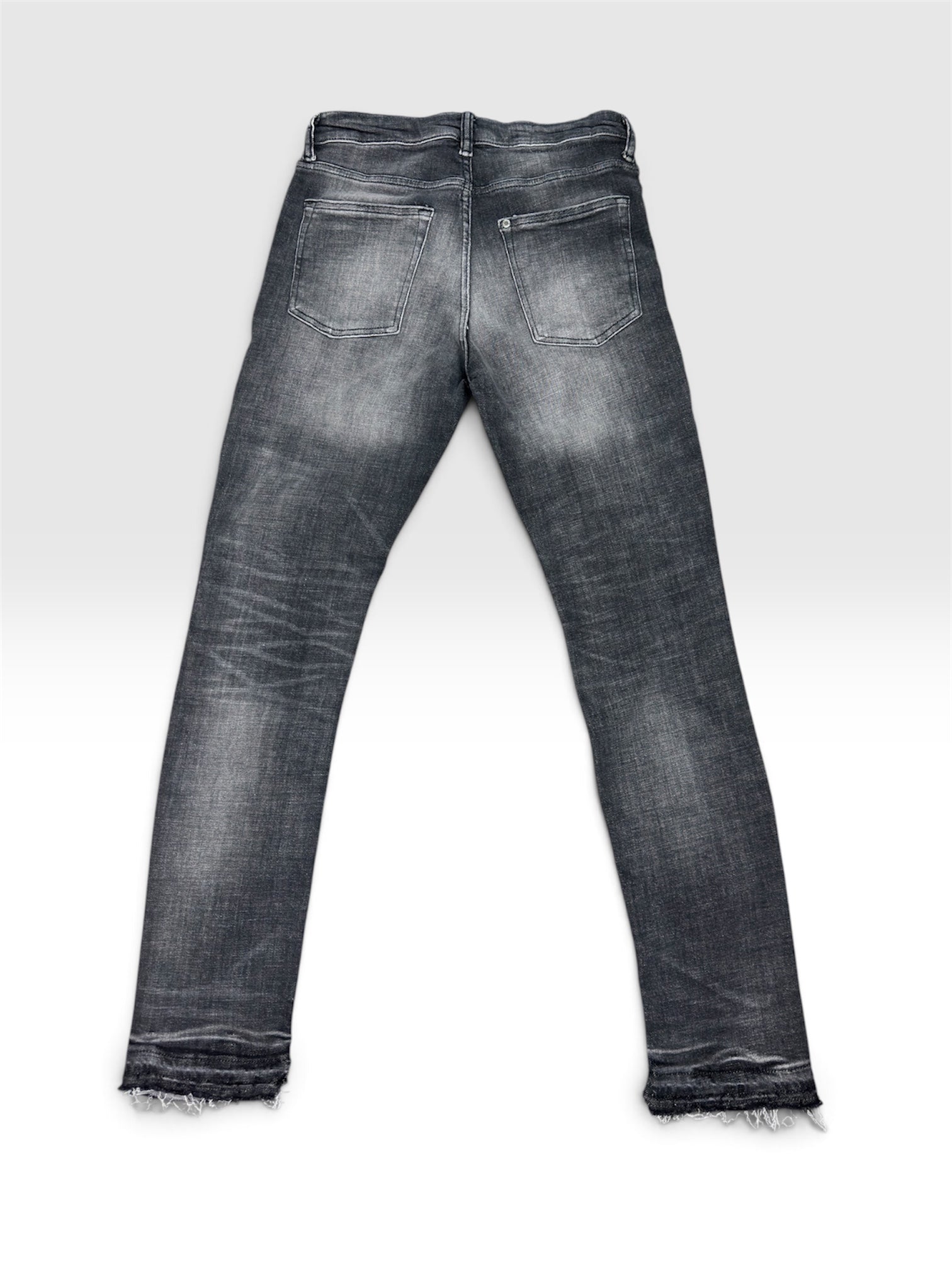 1of1 distressed slim fit grey jeans