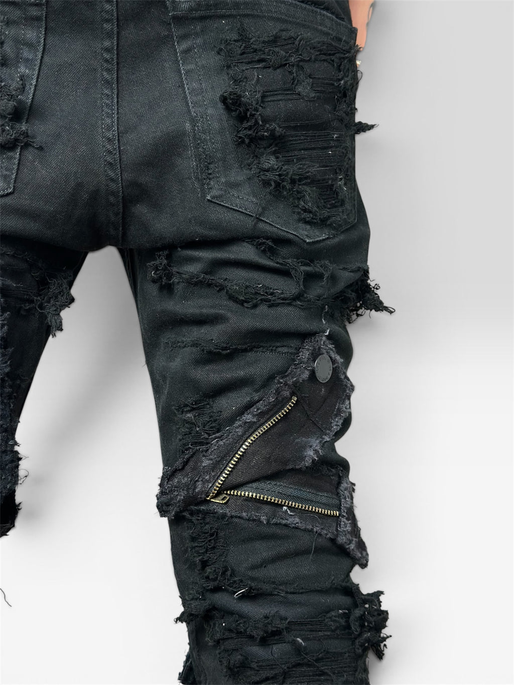 1of1 full distressed black jeans