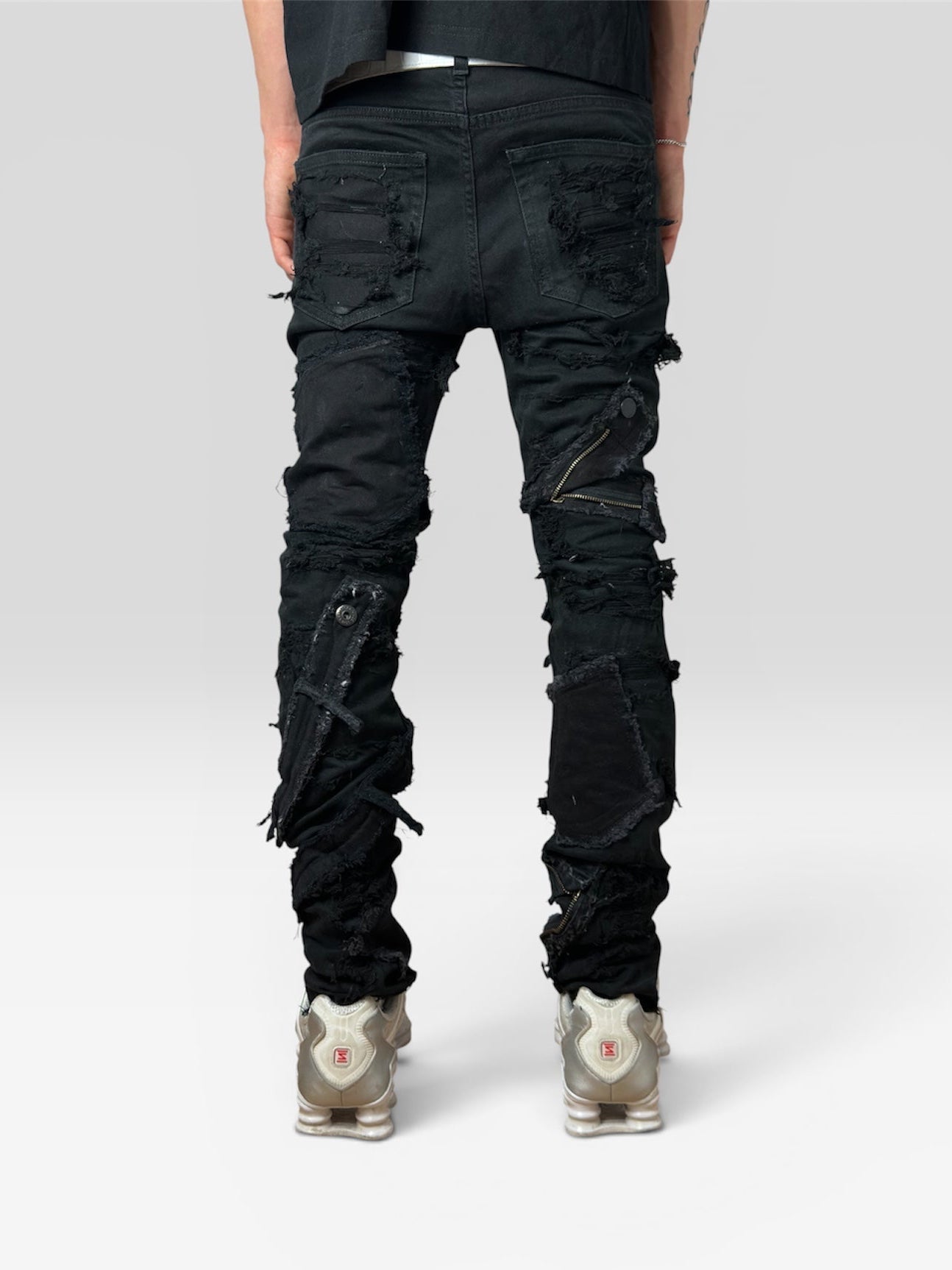 1of1 full distressed black jeans