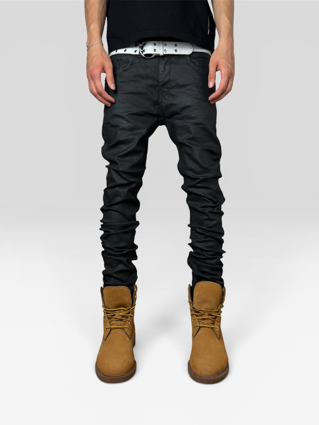 1of1 waxed slim black jeans