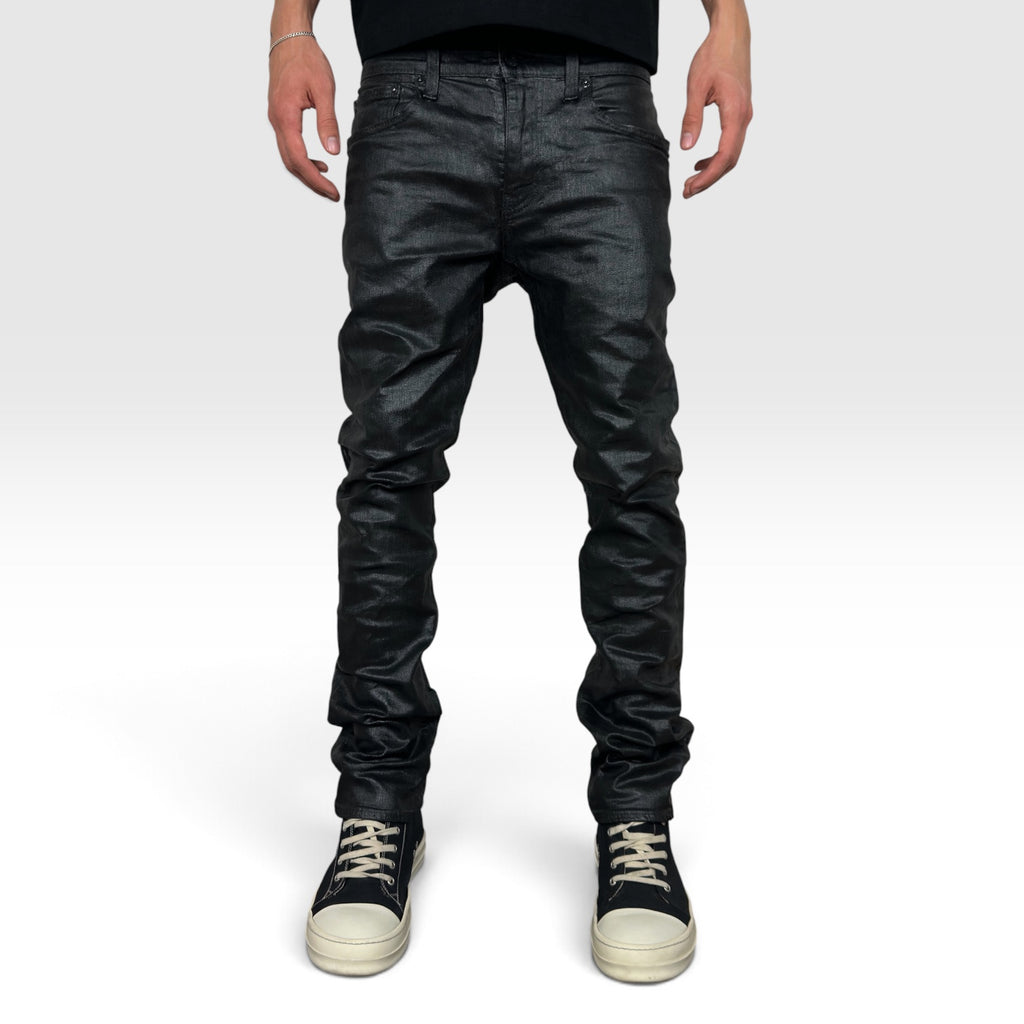 waxed black jeans