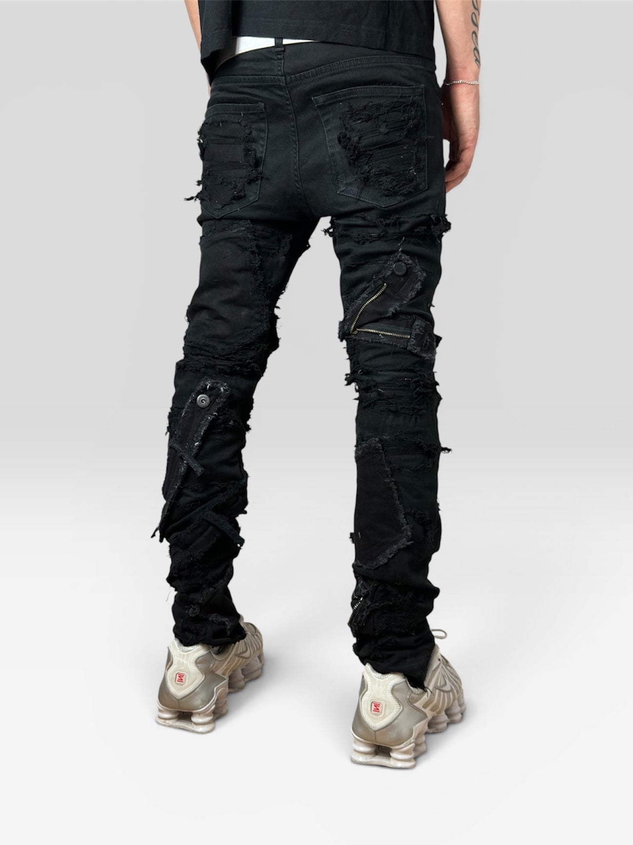 1of1 full distressed black jeans