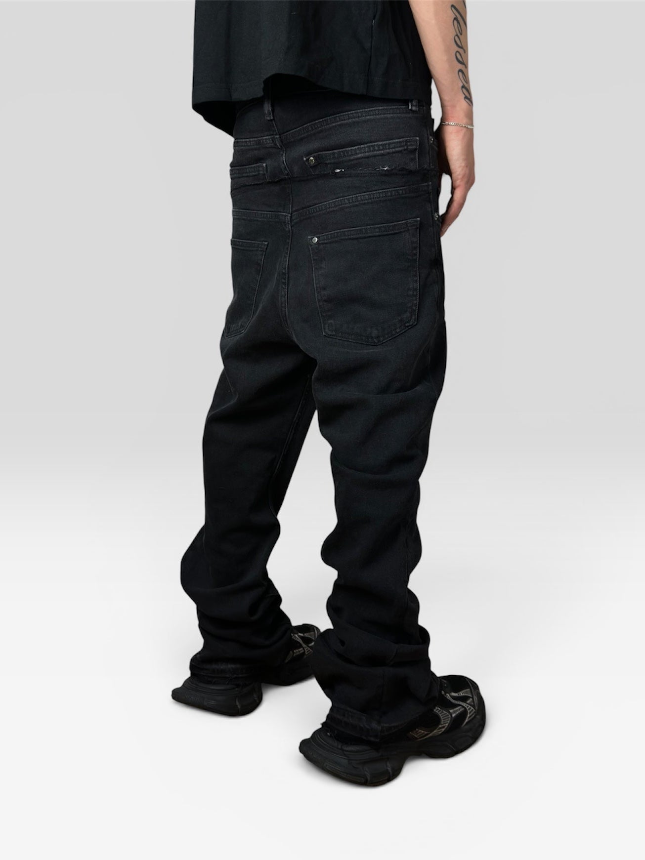 1of1 double waist flared black jeans