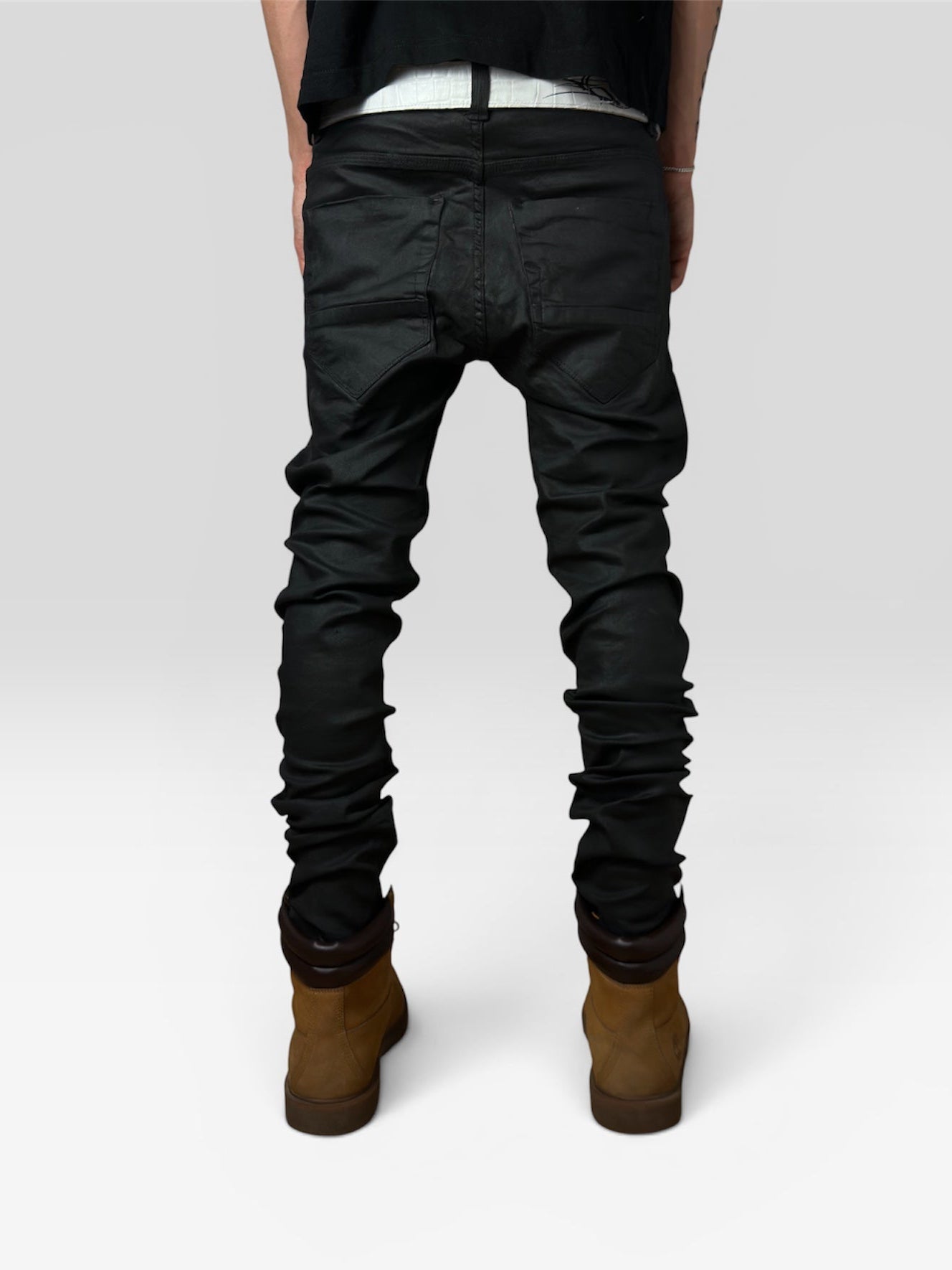 1of1 waxed slim black jeans