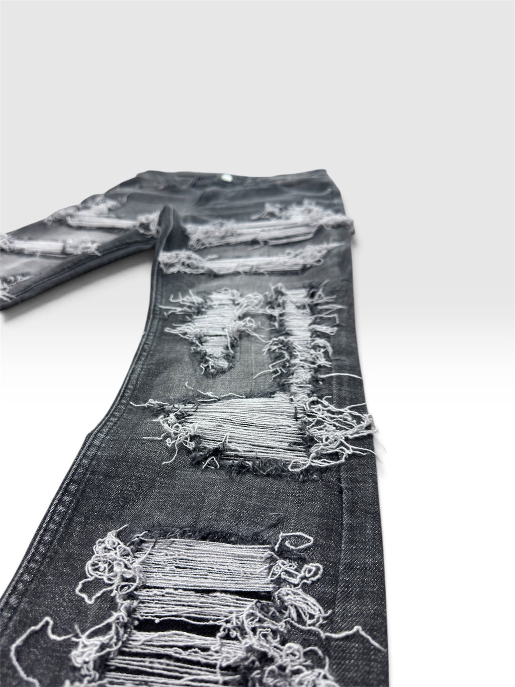 1of1 distressed slim fit grey jeans