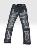 1of1 distressed slim fit grey jeans