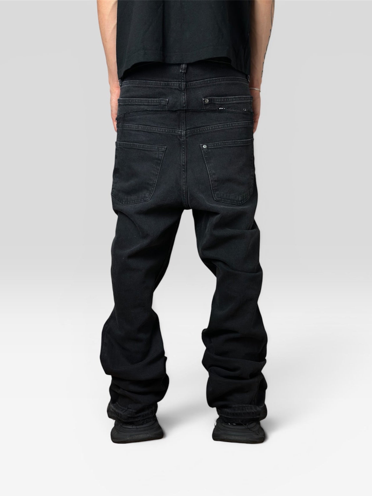 1of1 double waist flared black jeans