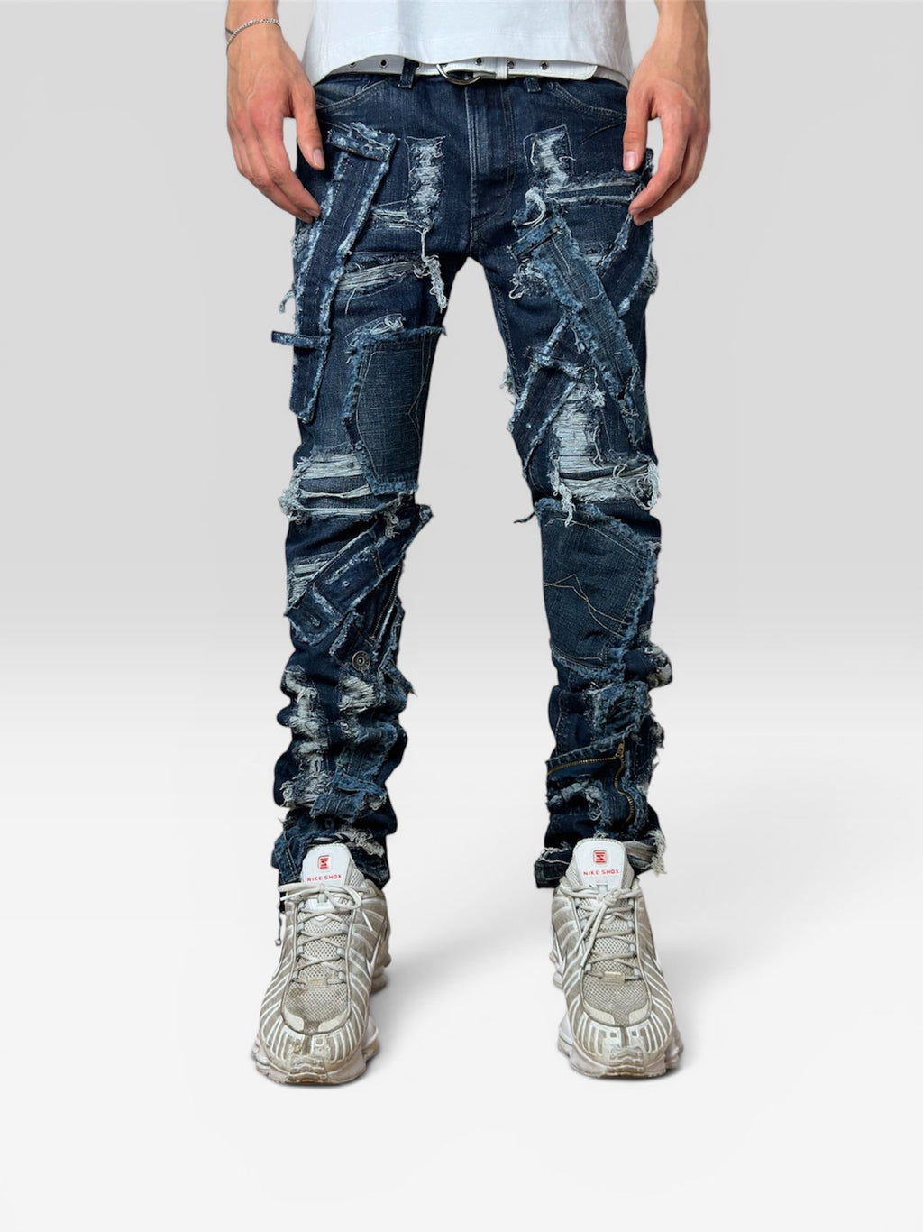 1of1 distressed blue jeans