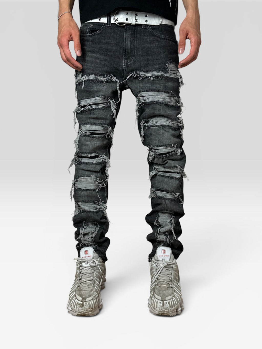1of1 distressed grey wash jeans