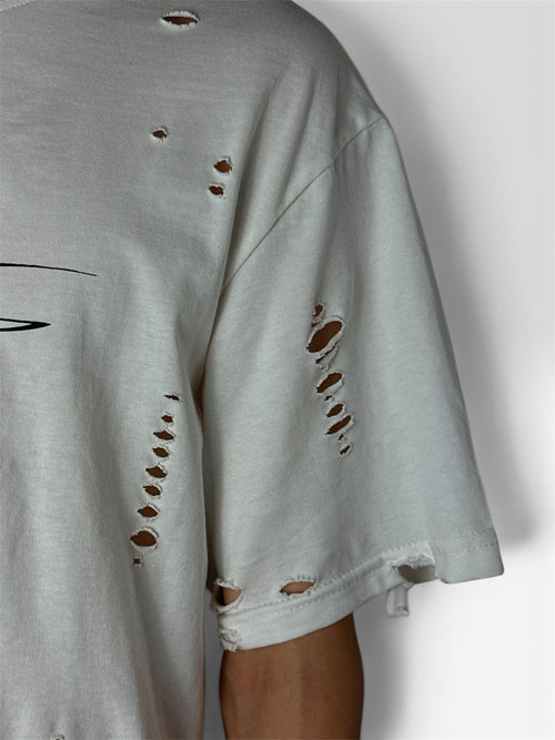 1of1 distressed calm pressure white tee
